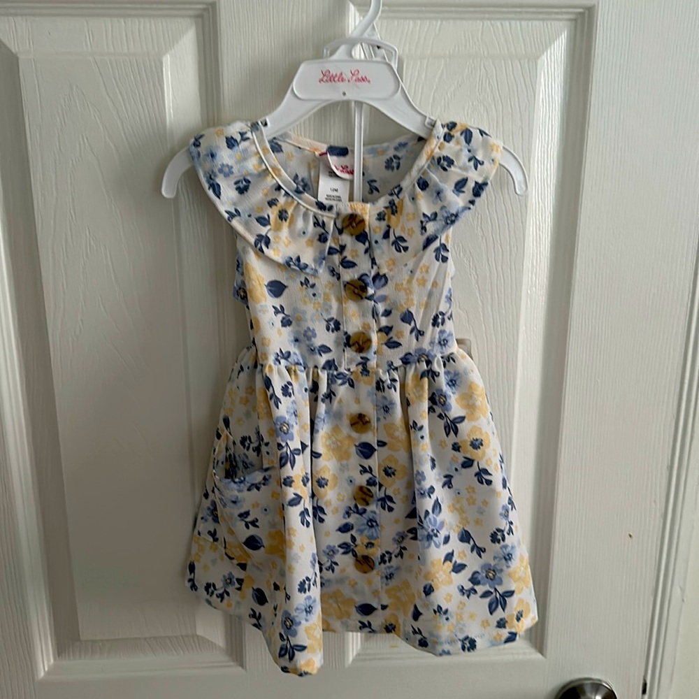 Sleeveless floral dress with matching diaper cover - 12m